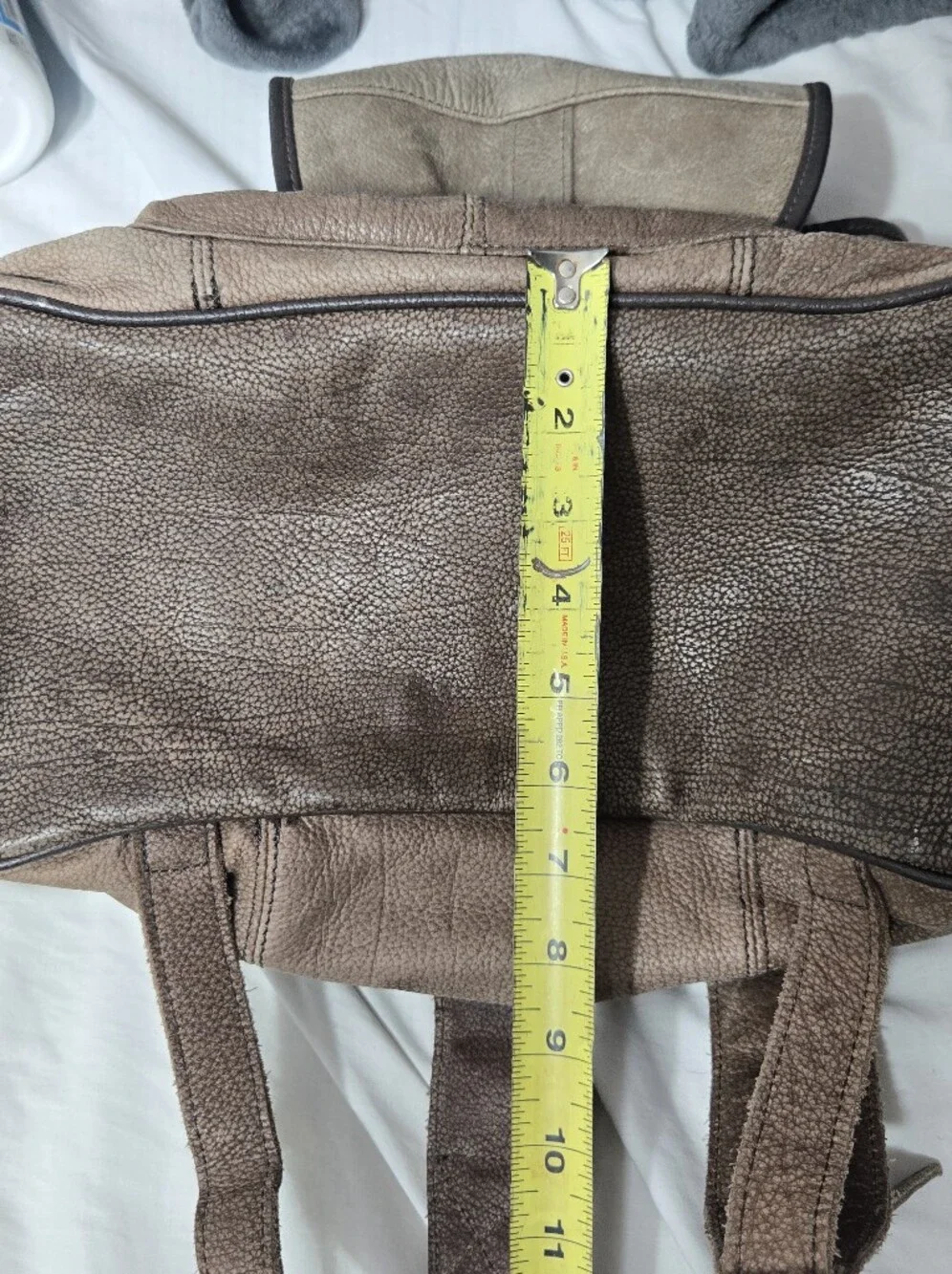 Vintage Light Brown Leather Cowhide Knapsack Backpack For Men
